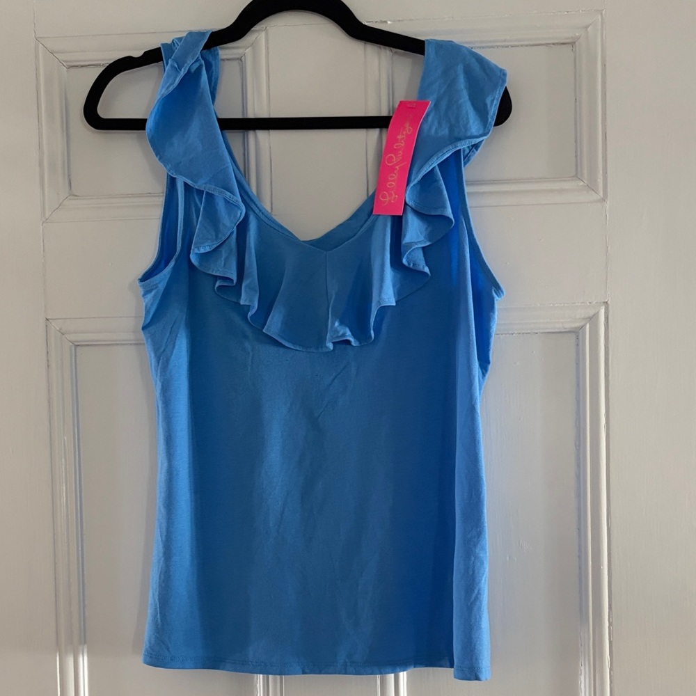 Lilly Pulitzer Ruffle V-Neck Tank - Bright Blue